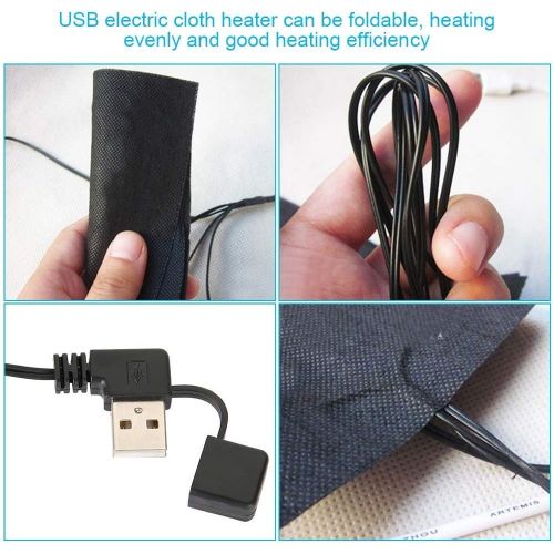  Semme USB Electric Cloth Heater, Five Portable Waterproof Foldable Heater Pads Adjustable Temperature Heating Element Warmer Tool