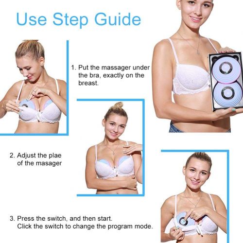  Semme Wireless Breast Massager, USB Electric Vibration Bust Lift Enhancer Machine with Hot Compress Function and Remote Control for Chest Enlargement Anti Sagging(Blue)