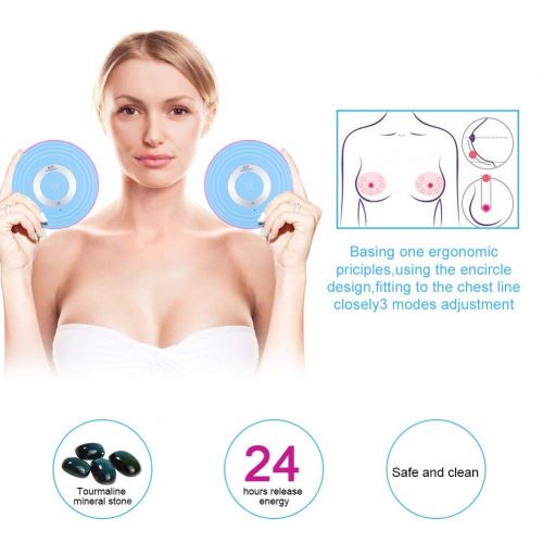  Semme Wireless Breast Massager, USB Electric Vibration Bust Lift Enhancer Machine with Hot Compress Function and Remote Control for Chest Enlargement Anti Sagging(Blue)