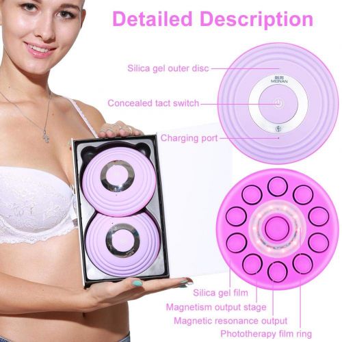  Semme Wireless Breast Massager, USB Electric Vibration Bust Lift Enhancer Machine with Hot Compress Function and Remote Control for Chest Enlargement Anti Sagging(Blue)