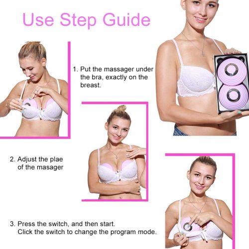  Semme Wireless Breast Massager, USB Electric Vibration Bust Lift Enhancer Machine with Hot Compress Function and Remote Control for Chest Enlargement Anti Sagging(Blue)