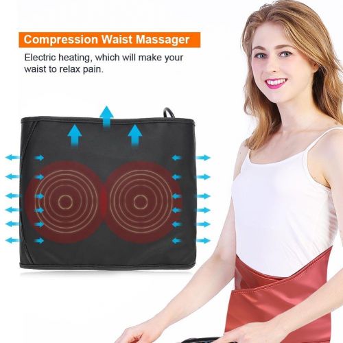  Semme Air Compression Electric Heated Vibration Massage Hot Compress Waist Massager for Relieve Fatigue(Red + US Plug)