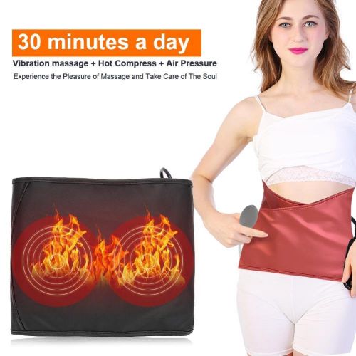  Semme Air Compression Electric Heated Vibration Massage Hot Compress Waist Massager for Relieve Fatigue(Red + US Plug)
