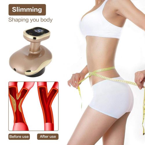  Semme 3 in 1 Electric Vacuum Negative Pressure Hot Compress Scraping Cupping Therapy Massager for Body Detoxification Dredging Ache Slimming Fat Burner (Gold)