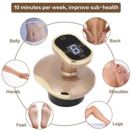  Semme 3 in 1 Electric Vacuum Negative Pressure Hot Compress Scraping Cupping Therapy Massager for Body Detoxification Dredging Ache Slimming Fat Burner (Gold)