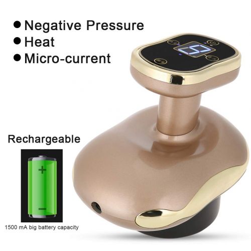  Semme 3 in 1 Electric Vacuum Negative Pressure Hot Compress Scraping Cupping Therapy Massager for Body Detoxification Dredging Ache Slimming Fat Burner (Gold)