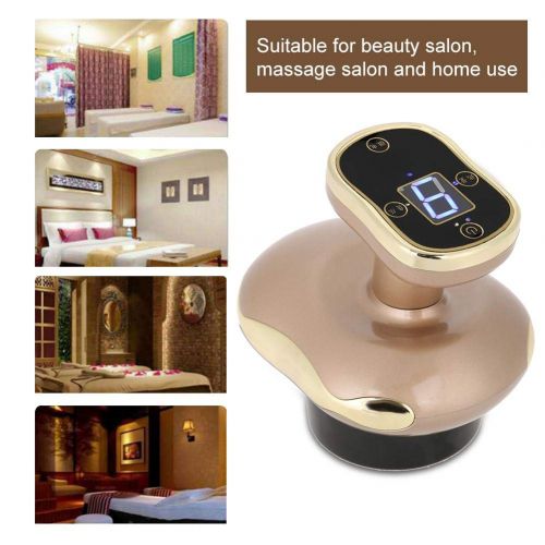  Semme 3 in 1 Electric Vacuum Negative Pressure Hot Compress Scraping Cupping Therapy Massager for Body Detoxification Dredging Ache Slimming Fat Burner (Gold)