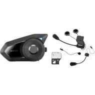 Sena 30K Motorcycle Bluetooth Headset Mesh Communication System (Dual Pack with HD Speakers) and Universal Helmet Clamp Kit (20S, 20S EVO, 30K), Black