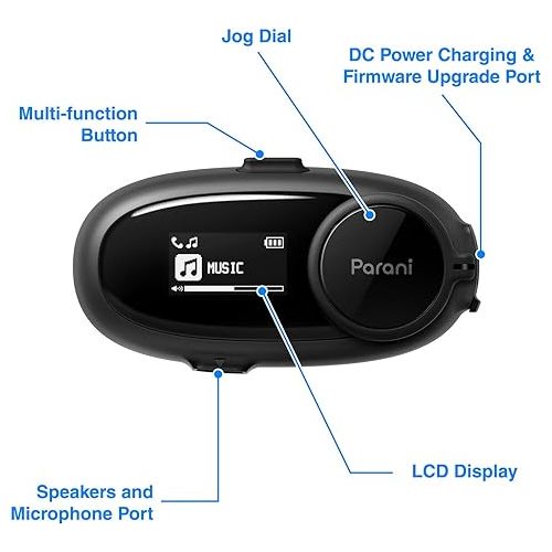  Sena - Parani M10 Motorcycle Bluetooth Headset Communication Device,Black, Boom Mic