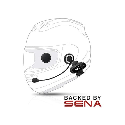  Sena - Parani M10 Motorcycle Bluetooth Headset Communication Device,Black, Boom Mic