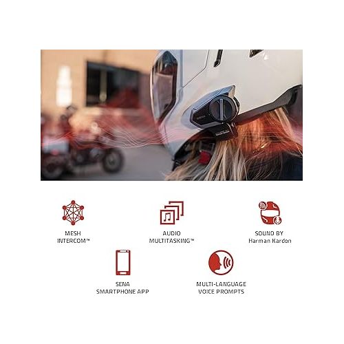  Sena 50S Motorcycle Bluetooth Headset + Universal Helmet Clamp Kit