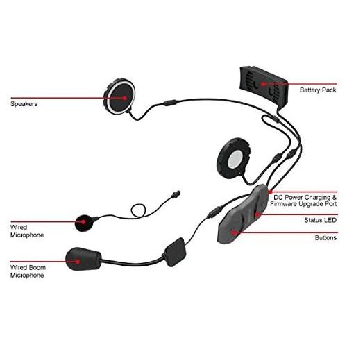  Sena 10R Low Profile Motorcycle Bluetooth Communication System w/o Handlebar Remote