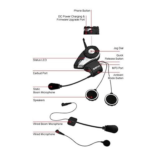  Sena 20S-01 Motorcycle Bluetooth 4.1 Communication System with HD Audio and Advanced Noise Control (Single)