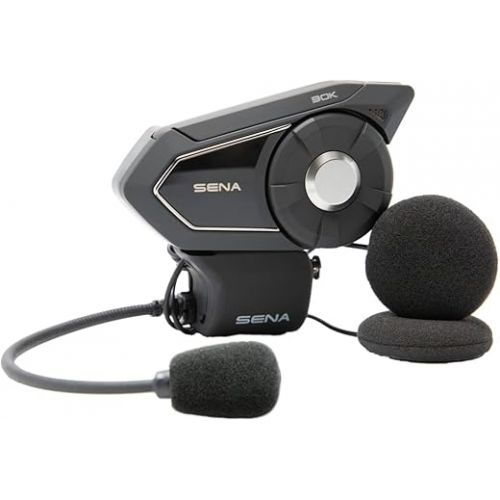  Sena 30K Motorcycle Bluetooth Headset Mesh Communication System, Black, Single Pack with HD Speakers (Renewed)