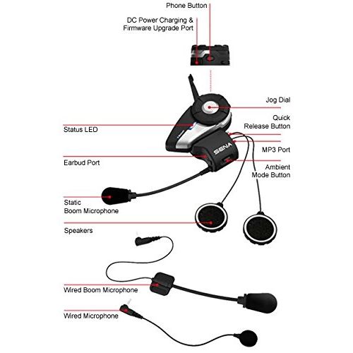  Sena 20S-01 Motorcycle Bluetooth 4.1 Communication System with HD Audio and Advanced Noise Control (Single)