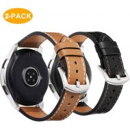[아마존베스트]Senaro for Samsung Galaxy Watch 46mm Bands - 2 Pack 22mm Premium Genuine Leather Straps with Stainless Steel Buckle for Gear S3 Frontier/Classic, Brown + Black
