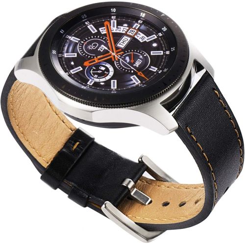  [아마존베스트]Senaro for Samsung Galaxy Watch 46mm Bands - 2 Pack 22mm Premium Genuine Leather Straps with Stainless Steel Buckle for Gear S3 Frontier/Classic, Brown + Black