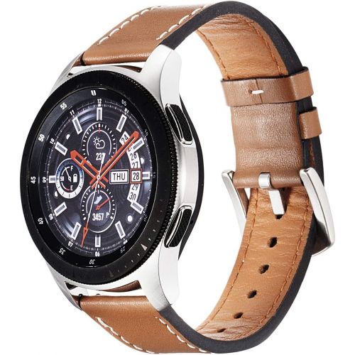  [아마존베스트]Senaro for Samsung Galaxy Watch 46mm Bands - 2 Pack 22mm Premium Genuine Leather Straps with Stainless Steel Buckle for Gear S3 Frontier/Classic, Brown + Black