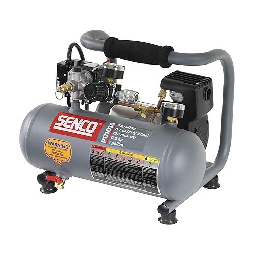  Senco PC1010 1/2- Horsepower 1-Gallon Matte Finish and Trim Portable Hot Dog Air Compressor, Gray/Red