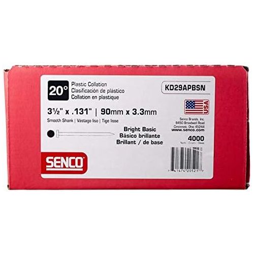  Senco KD29APBSN .131 Gauge by 3-1/2 Length Full Round Head Smooth Bright Basic Nail (4, 000per Box)