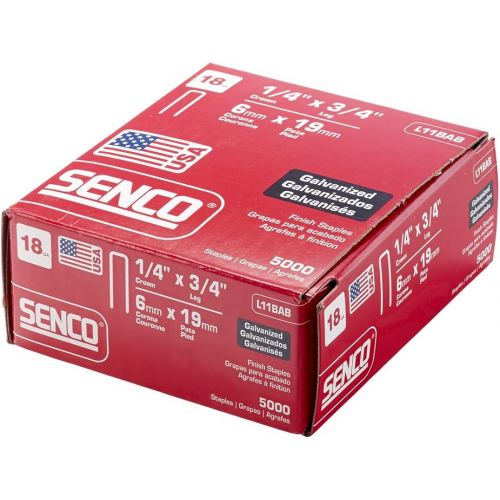  Senco L11BAB 18 Gauge by 1/4-inch Crown by 3/4-inch Leg Electro Galvanized Staples (5,000 per box)