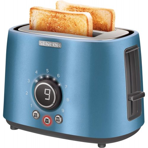  SENCOR STS 6052BL 2-Scheiben-Toaster (1000 Watt, Elektronischer Timer - 9 Stufen der Roestintensitatr) blau