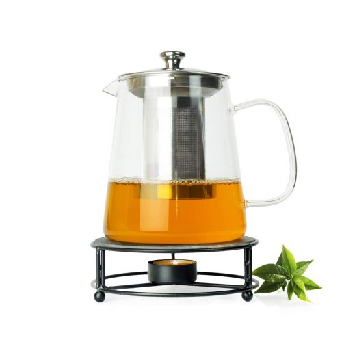  Sendez Teapot 1.2L with Stainless Steel Strainer and Warmer Tea Pot Glass Teapot Tea Pot Made of Borosilicate Glass