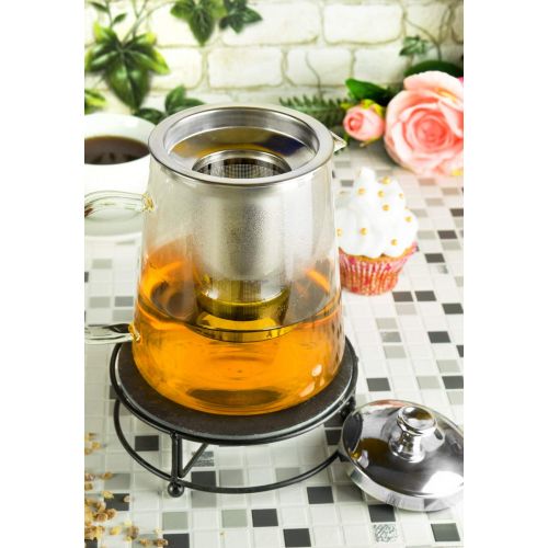  Sendez Teapot 1.2L with Stainless Steel Strainer and Warmer Tea Pot Glass Teapot Tea Pot Made of Borosilicate Glass