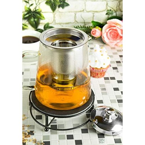  Sendez Teekanne 1,2L mit Edelstahl Sieb und Stoevchen Teebereiter Glaskanne Teeset Kanne aus Borosilikatglas