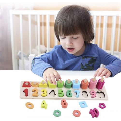  Sendida Alphabet Number Montessori Toys - Early Learning Math Toys Wood Puzzles ABC Letters Educational Sorting Count Toy Board for Toddlers, Preschool Stacking Blocks Gift Toys fo