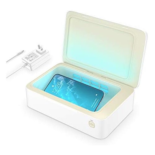  Senerport Phone Sanitizer Box UV Light Cell Phone Sterilizer with Dual USB A and C Charger Professional Test Proven Eliminates Rates up to 99.99% UV-C Cleaner