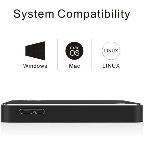  2.5 500GB Ultra Slim Portable External Hard Drive Sengert USB3.0 Mobile HDD Storage Compatible for PC, Desktop, Laptop, Xbox One, Xbox 360(Black)