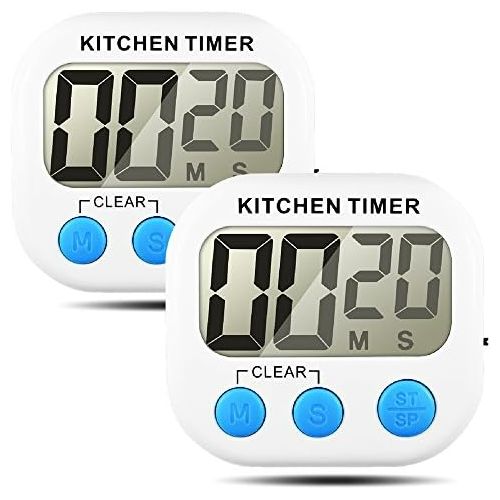  [아마존베스트]Senhai Kitchen Timer, Count Up/Down Large LCD Display, Electronic Storage Timer, Pack of 2