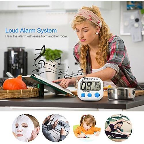  [아마존베스트]Senhai Kitchen Timer, Count Up/Down Large LCD Display, Electronic Storage Timer, Pack of 2