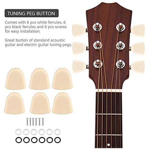  [아마존베스트]Dilwe Guitar Tuning Pegs Button, 6 Pcs/Set Acrylic Tuning Keys Mechanics Buttons for Guitar