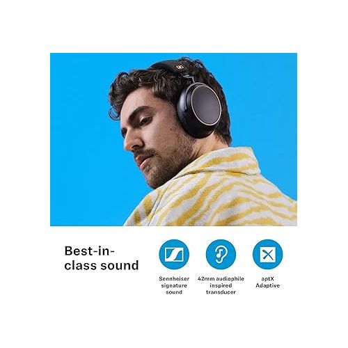 젠하이져 Sennheiser Consumer Audio Momentum 4 Wireless Headphones - Bluetooth Headset for Crystal-Clear Calls with Adaptive Noise Cancellation, 60h Battery Life, Lightweight Folding Design (Black/Copper)