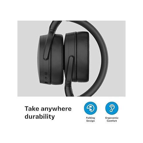 젠하이져 Sennheiser Consumer Audio HD 450BT Bluetooth 5.0 Wireless Headphone with Active Noise Cancellation - 30-Hour Battery Life, USB-C Fast Charging, Virtual Assistant Button, Foldable - Black