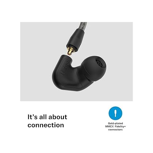 젠하이져 Sennheiser Consumer Audio IE 200 In-Ear Audiophile Headphones - TrueResponse Transducers for Neutral Sound, Impactful Bass, Detachable Braided Cable with Flexible Ear Hooks - Black