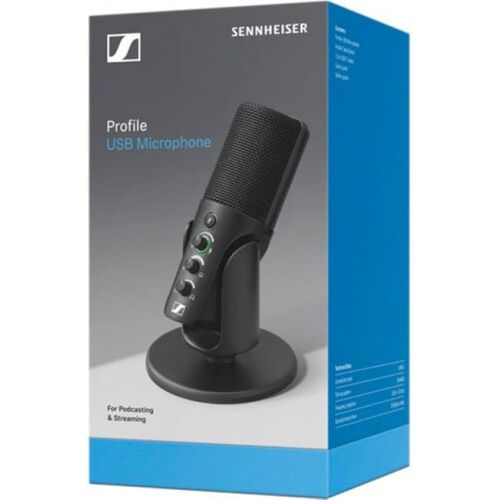 젠하이져 Sennheiser Profile USB Condenser Microphone with Desktop Stand Bundle with Kellards Pop Filter and 5-Pack Cleaning Wipes