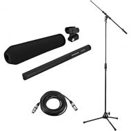 Sennheiser MKH-416 Short Interference Tube Microphone Bundle with H&A Tripod Microphone Stand with Telescoping Boom, Value Series XLR M to F Professional Microphone Cable - 25'