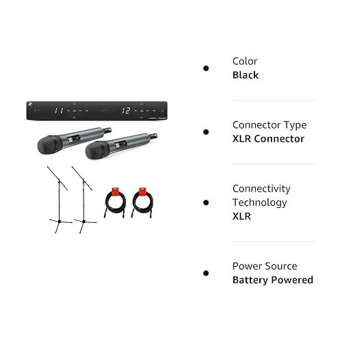 젠하이져 Sennheiser XSW 1-825 Dual-Vocal Set with Two 825 Handheld Microphones | A: 548 to 572 MHz