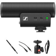 Sennheiser MKE 400 Boom Kit Camera-Mount Shotgun Microphone with Boompole & Accessories