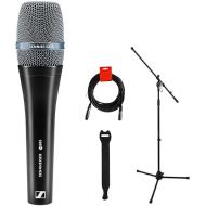 Sennheiser e 965 Handheld Condenser Microphone with Tripod Mic Stand, XLR-XLR Cable & 10-Pack Straps Bundle