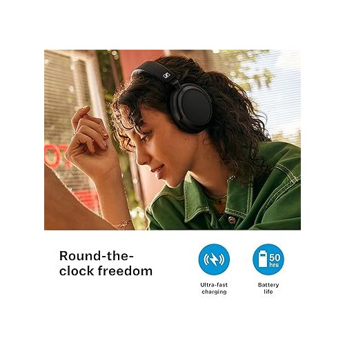  Sennheiser ACCENTUM Plus Wireless Bluetooth Headphones - Quick-Charge Feature, 50-Hr Battery Playtime, Adaptive Hybrid ANC, Sound Personalization, Touch Controls - Black