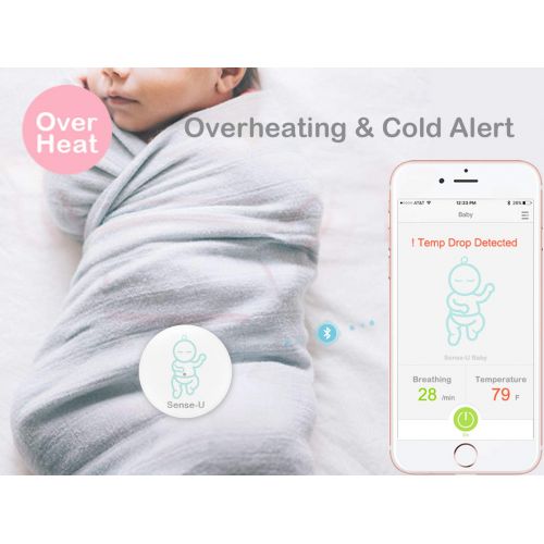 센스유 (2018 New Model) Sense-U Baby Breathing & Rollover Movement Monitor with a Free Swaddle(Small, 0-3m, Grey): Alerts You for No Breathing, Stomach Sleeping, Overheating and Getting C