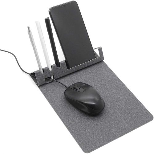  [아마존베스트]SenseAGE Multi-Functional Mouse Pad, 3-in-1 Ultra Smooth Mouse Pad with Non-Slip Base, Portable Slim Mouse Mat, Phone & Pen Holder, Cord Organizer for Home & Office, Grey