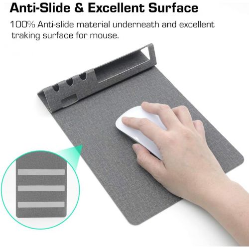  [아마존베스트]SenseAGE Multi-Functional Mouse Pad, 3-in-1 Ultra Smooth Mouse Pad with Non-Slip Base, Portable Slim Mouse Mat, Phone & Pen Holder, Cord Organizer for Home & Office, Grey