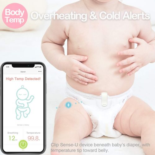 센스유 (2018 New Model) Sense-U Baby Breathing & Rollover Baby Movement Monitor with Temperature and Humidity Sensors: Alert You for No Breathing Movement, Stomach Sleeping, Overheat and