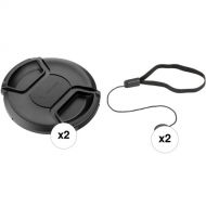 Sensei 49mm Center Pinch Snap-On Lens Cap and Cap Keeper Lens Cap Holder Kit (2-Pack)