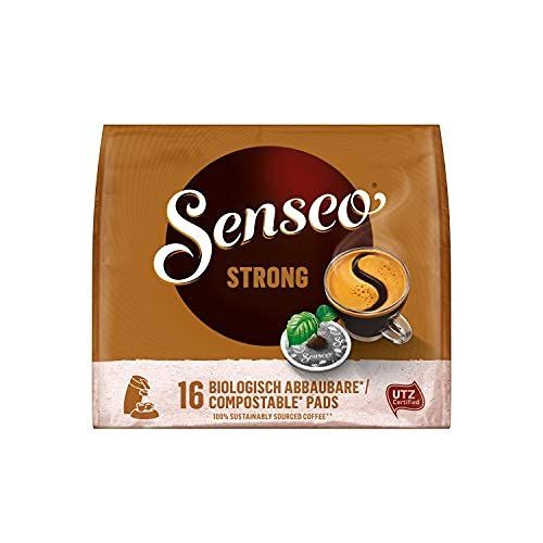  Senseo Strong Dark Roast Coffee Pods, 16 Count (Pack of 10) - Single Serve Coffee Pods Bulk Pack for Senseo Coffee Machine - Compostable Coffee Pods for Hot or Iced Coffee, Cold Br